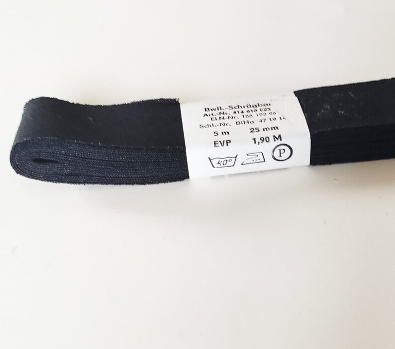 Vintage GDR bias tape black cotton, 1 inch 25 mm wide, VEB-Bandtex-Pulsnitz image 7