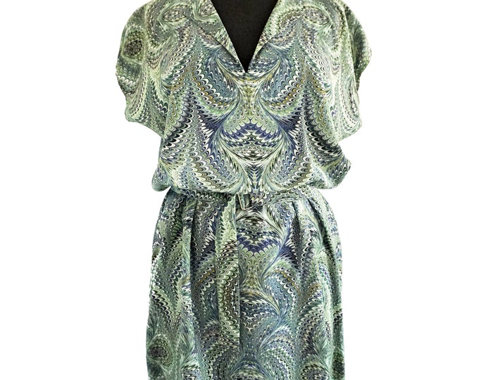 Featured listing image: ART-DECO dress tunic with belt marbling