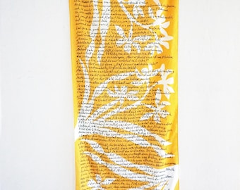 Organic Cotton Scarf | Narcissus and Echo | Ovid's "Metamorphoses" | Handwritten Calligraphy