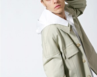 MEN JACKET with overlapping shoulders, concealed closure