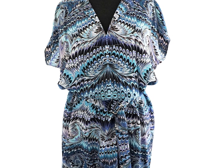 Featured listing image: ART DÉCO Dress, Tunic with belt, marbling