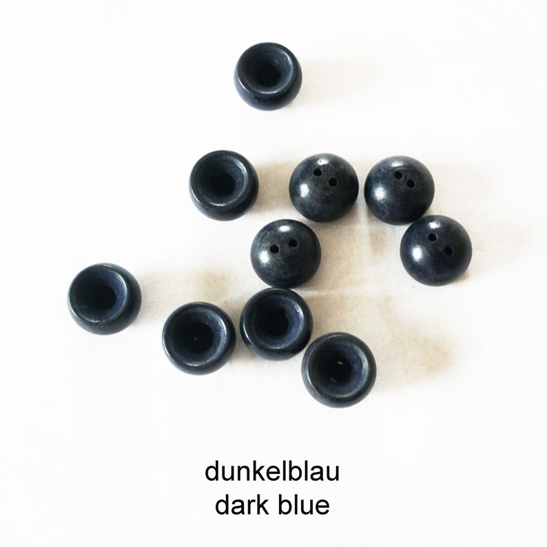 Boutons Art Déco vintage années 1920/1930, boutons boule en bois, bleu foncé brun foncé noir, 10 pièces image 4
