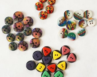 COLORFUL BUTTONS of the 1980s children's buttons blouse buttons 2-hole 12mm/0.47 inch 15mm/0.55inch