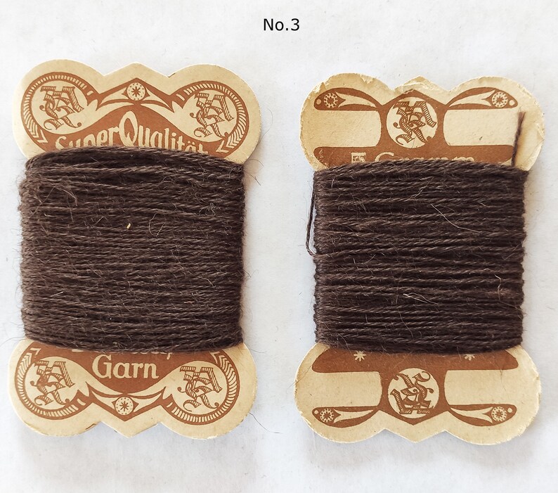 Vintage yarn darning yarn approx. 1900-1930 collector's item retro thread from Germany beige brown gray black image 7