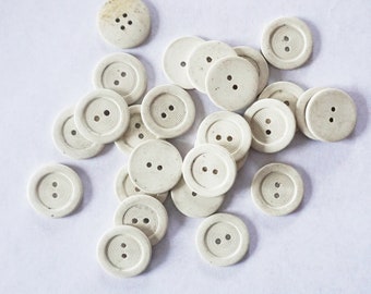 RETRO BUTTONS from the 1920s-1940s white 2-hole button, 20mm 0,8inches, 10 pieces