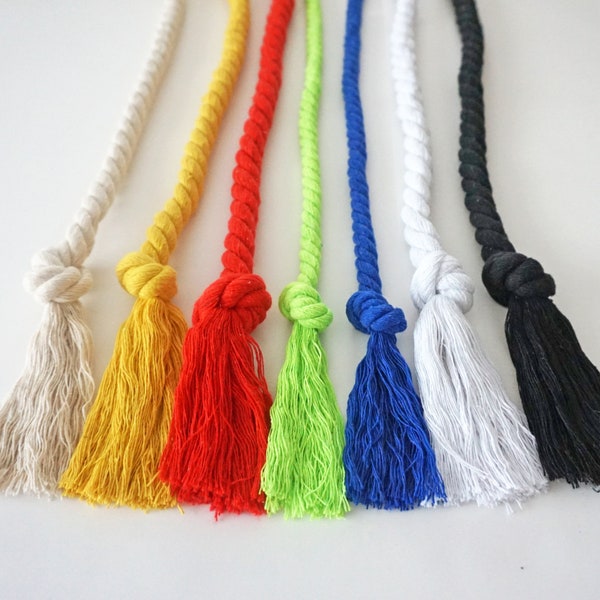 COLORED ROPE BELT with tassels in many colors