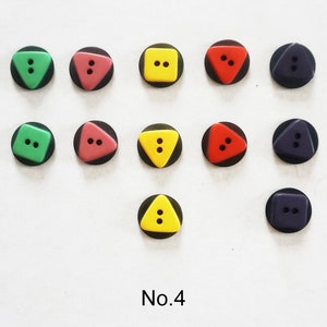 BOUTONS COLORÉS des années 1980 boutons pour enfants boutons de chemisier et de chemise 2 trous 12 mm 15 mm No.4