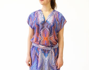 ART DECO DRESS tunic with belt, marbling