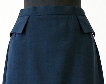 WOMEN SKIRT with POCKETS wool in dark blue with lining