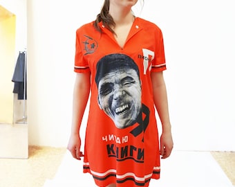 I READ BOOKS short dress in A-line, motif Russian Constructivism