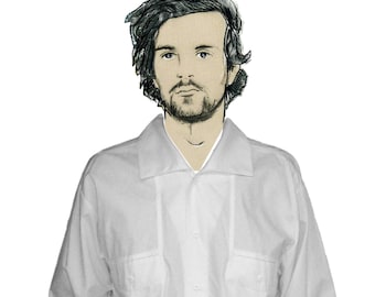 MEN SHIRT with cutaway collar and pockets, shark collar in white, turquoise blue and black