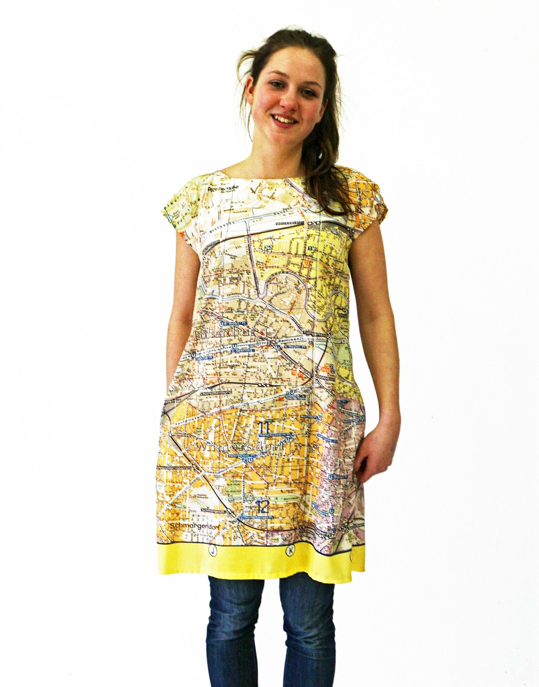 VESTIDO DE BERLÍN Mapa de la ciudad de la RDA años 60, mini vestido ...