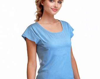 Women's Shirt with Attached Cap Sleeve in different colors