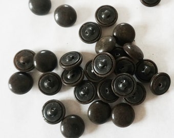 RETRO BUTTONS from 1920s-1940s dark brown semicircular, 0,79 inches 20mm, vest jacket and coat buttons, 10 pieces