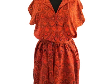 ART-DECO DRESS tunic with belt, marbling