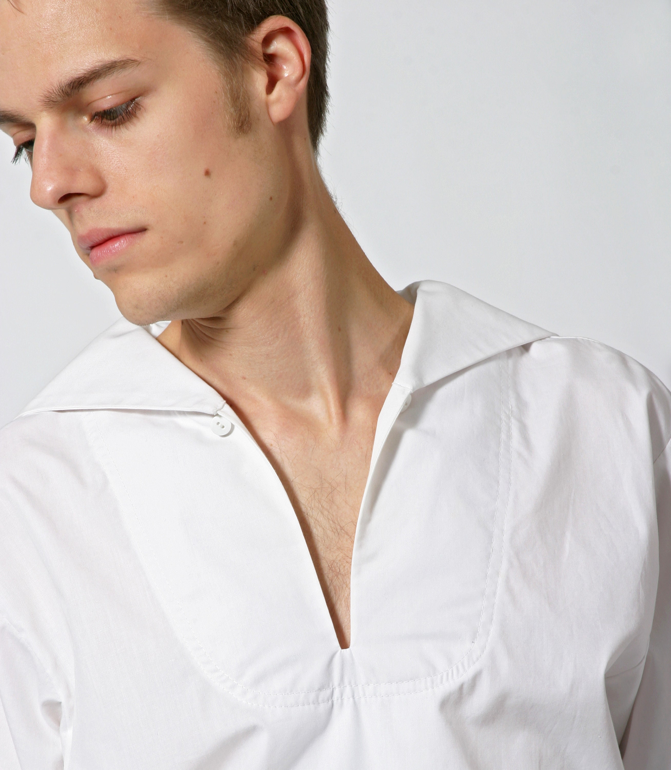 ★Dunst★ SAILOR COLLARED TSHIRT WHITE_UDTS5B226WT SHIRT With SAILOR COLLAR, Navy Shirt in White, Turquoise