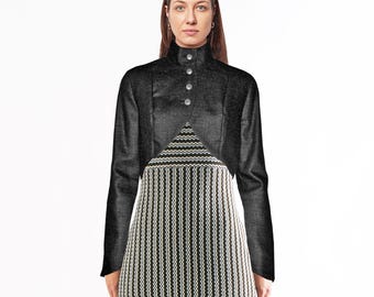 BOLERO with standup collar + vintage buttons 1940s in various fabrics