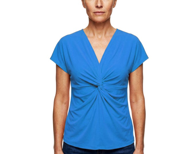 Featured listing image: Women's draped jersey top and cut-on sleeves – cotton or viscose