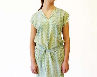 ART DECO DRESS Tunic with belt  marbling