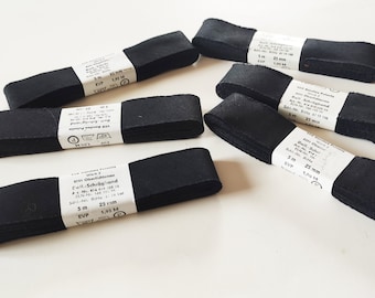 Vintage GDR bias tape black cotton, 1 inch 25 mm wide, VEB-Bandtex-Pulsnitz