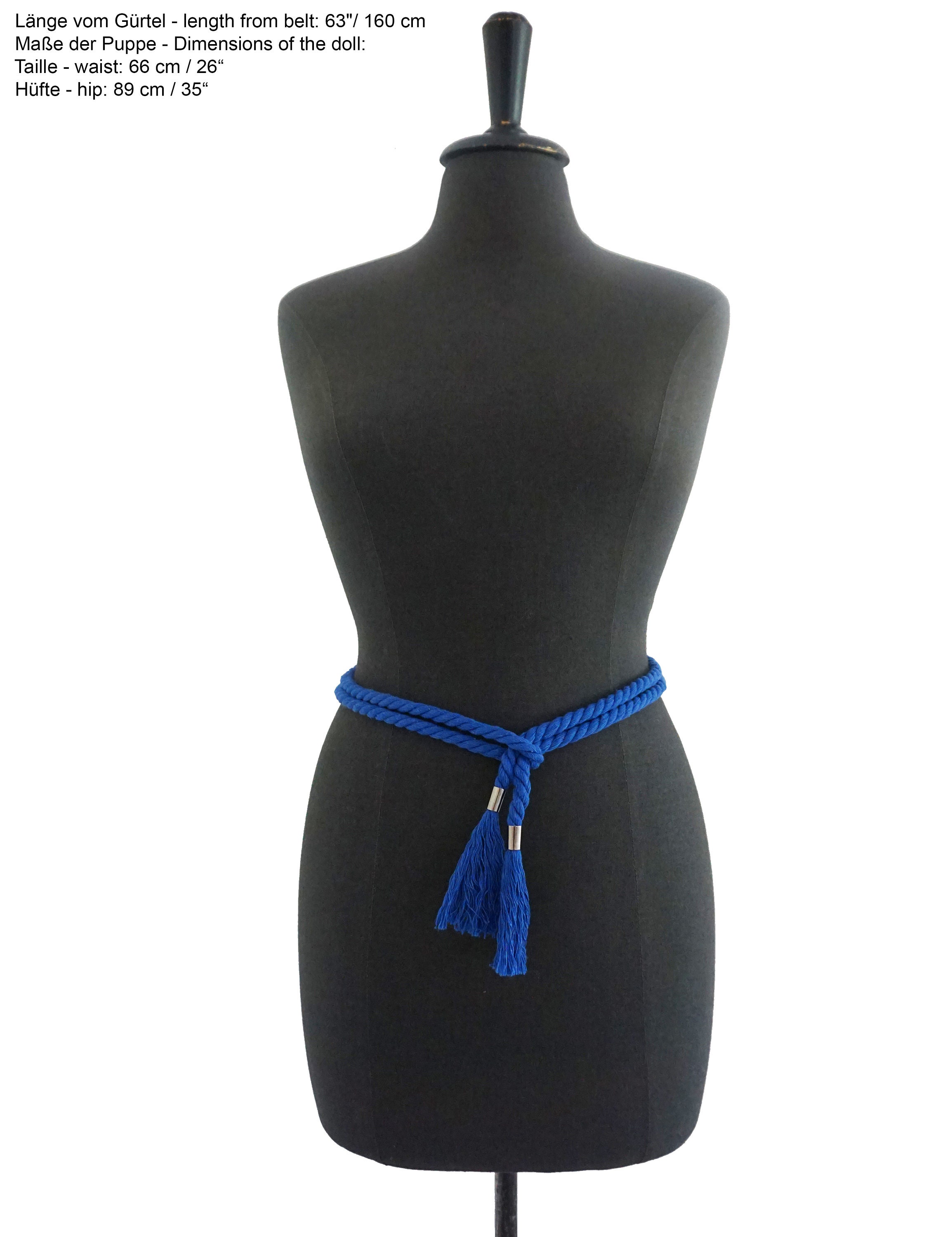 ROPE BELT With Metal Tubes in Blue or Green Cotton - Etsy