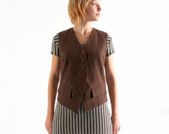 WOMEN'S VEST with pockets and vintage buttons in various fabrics
