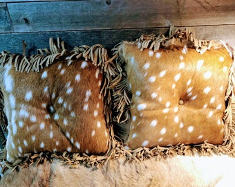 axis deer hide pillows