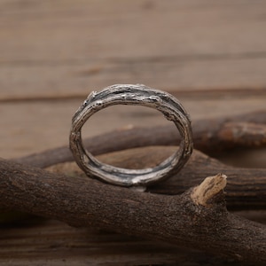 Tree Branch Ring for Men, Twig Sterling Silver Mens Band Ring, Nature Inspired Jewelry Gift for Him, DA163