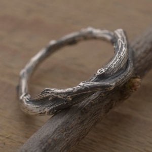 Boomtakring, sterlingzilveren verlovingsring takje DA377