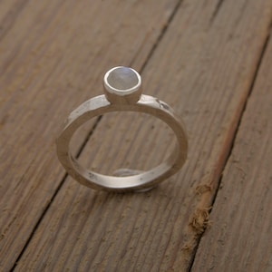 Moonstone Engagement Ring, Sterling Silver Wedding Moonstone Ring, 3mm width, Gemstone Ring for New Beginnings, June Birthstone Ring, DA264