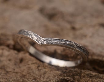 Chevron ring, Sterling silver V shape ring, wood bark vanki ring, BE270w| 15% OFF Annual Sale