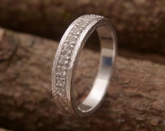 White Topaz Engagement Ring: Sterling Silver Artistic Anniversary Band| 15% OFF Annual Sale