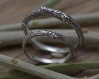 His & Hers Rings, Branch Matching Wedding Band Set, Unique Twig Bridal Jewelry BE178