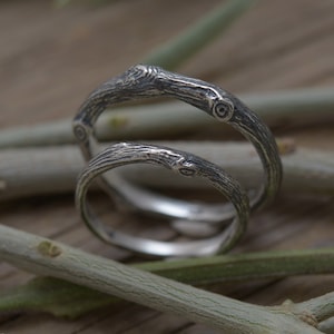 His & Hers Rings, Branch Matching Wedding Band Set, Unique Twig Bridal Jewelry BE178