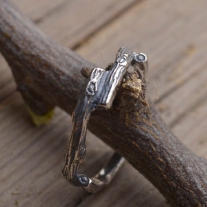 Forest Branch Ring, Sterling Silver Twig Band DA484