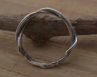Womens Tree Band, Sterling Silver Stackable Twisted Twig Ring DA374