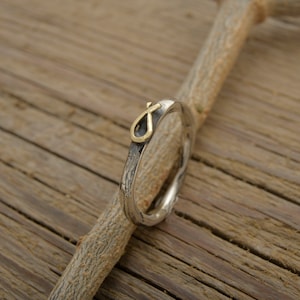 Gold Fish Ring, Womens Contemporary Sterling Silver and 14KT Band, 3mm Wide Stetement Ring, Gift for Teen Girls  DA233