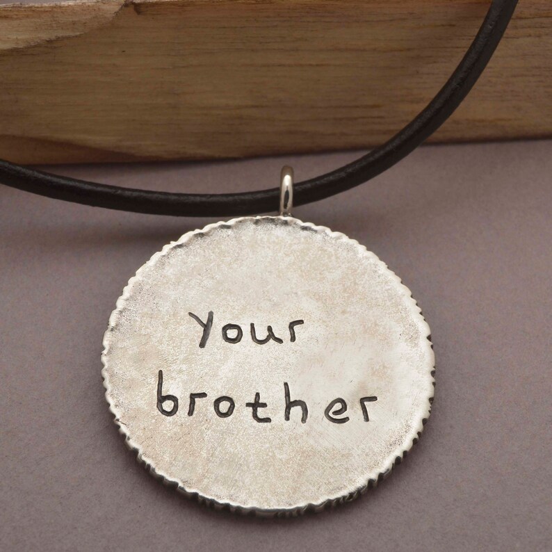 MA140 Ask for an engraved message on the back Men/'s Jewelry Rock Etched Sterling Silver Necklace Round Men/'s Pendant