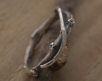 Twisted Branch Ring, Sterling Silver Twig Band DA376| 15% OFF Annual Sale