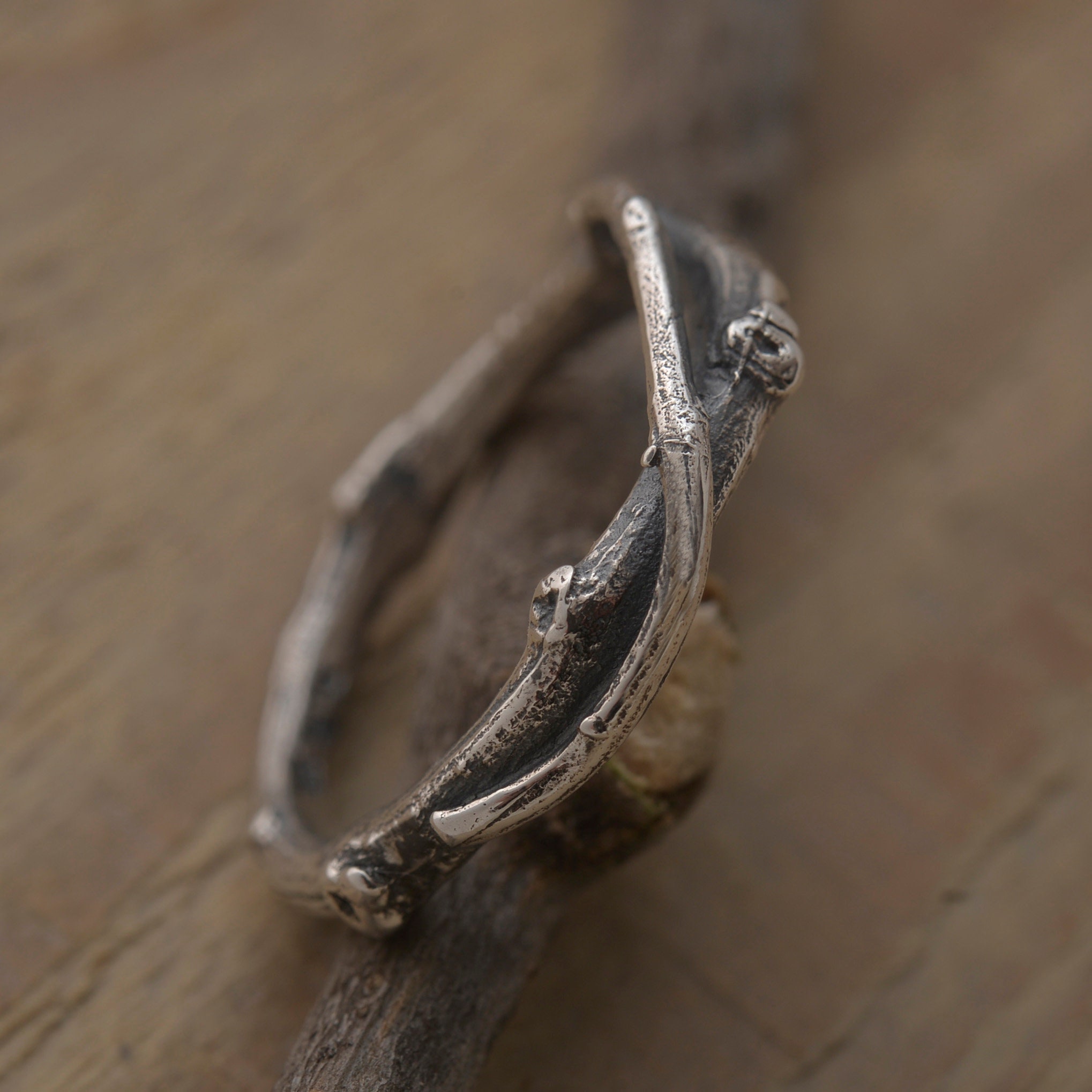 Twisted Branch Ring, Sterling Silver Twig Band DA376