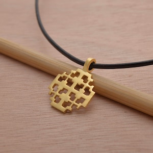 Jerusalem Cross  Gold Plated Silver Necklace, Crusaders Cross Pendant, Christian Cross Pendant, Meaningful Gift, ST746x