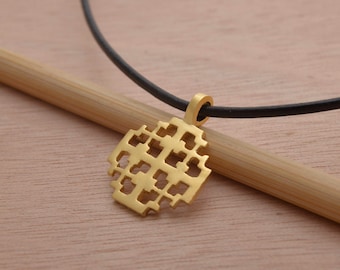 Collana in argento placcato oro con croce di Gerusalemme, ciondolo croce dei crociati, ciondolo croce cristiana, regalo significativo, ST746x
