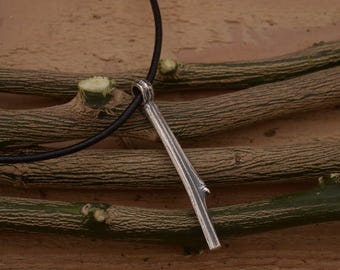 Oxidized Sterling Silver Branch Necklace: Nature Inspired Twig Pendant MA507| 15% OFF Annual Sale