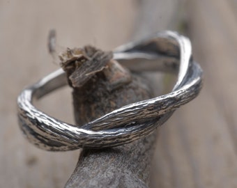 Forest Branch Tree Ring, Sterling Silver Twisted Twig, Nature Inpired Jewelry, DA489