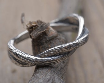 Anillo de árbol de rama de bosque, ramita retorcida de plata de ley, joyería inspirada en la naturaleza, DA489