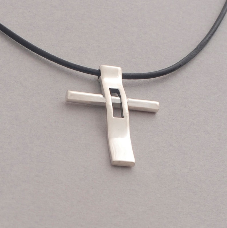 Modern Cross Necklace Sterling Silver Cross for Men - Etsy