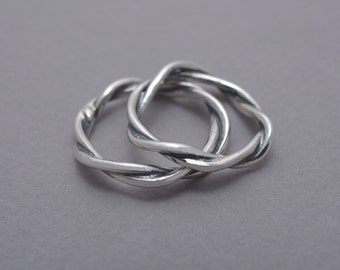 Twig Wedding Band Set, His and Hers Sterling Silver Twisted Tree Branch Wedding Bands, Commitment Rings, BE68