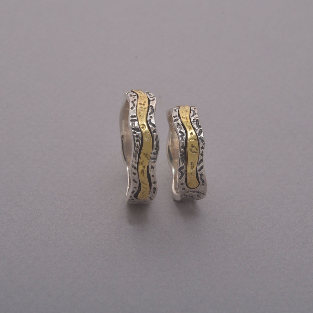 Couples Wedding Bands Silver Gold Matching Wedding Band Set - Etsy