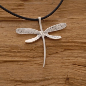Lucky Dragonfly Necklace, Sterling Silver Dragonfly Artisan Jewelry, M2028