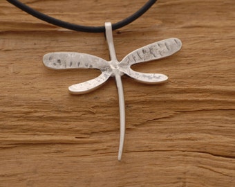 Lucky Dragonfly Necklace, Sterling Silver Dragonfly Artisan Jewelry, M2028